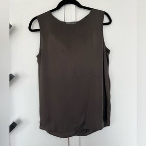 Vince sleeveless silk top in grey